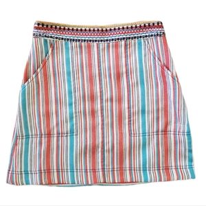 Anthropologie by Anthropologie embroidered striped summer skirt size 4